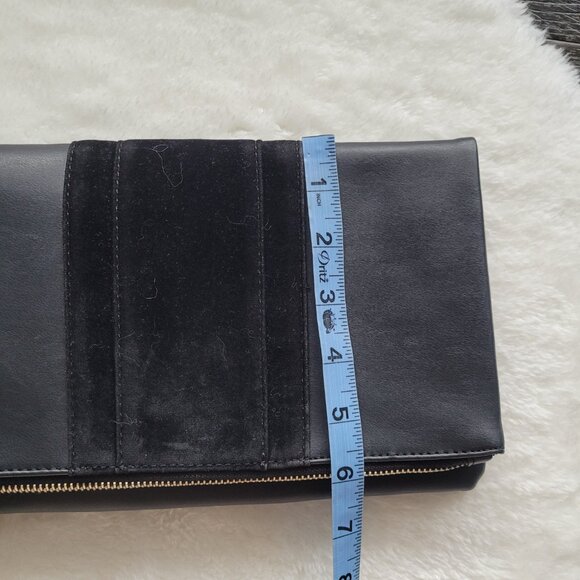 Summer & Rose Vegan Leather and Velvet Roni Fold Over Clutch in Black - Picture 11 of 11